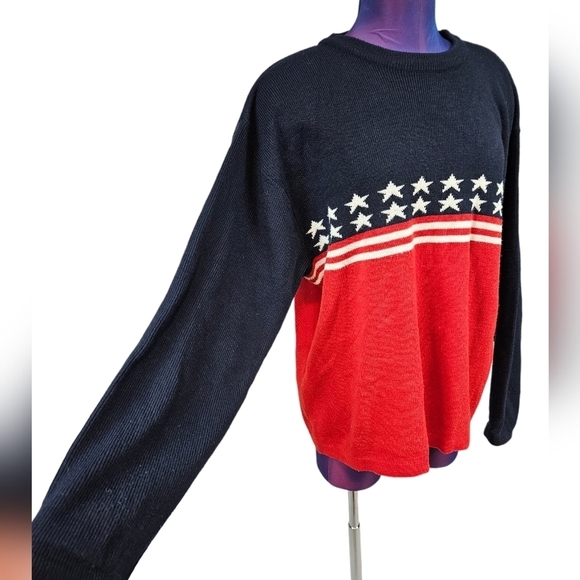 Vintage 90s Xtremegear Stars Stripes American Flag‎ Crew Neck Sweater Siz Medium - Picture 7 of 13
